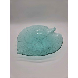 Centrotavola foglia in vetro turchese