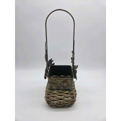 Portabottiglie in ferro e vimini