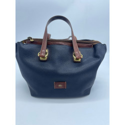Borsa sottobraccio vintage The bridge in pelle martellata blu dettagli in cuoio