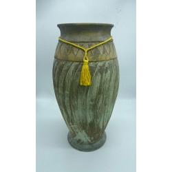 Vaso ceramica decorativo stile classico con riflessi petrolio e dorato